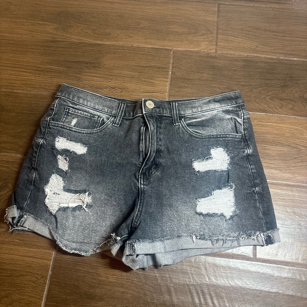 Black jean shorts
